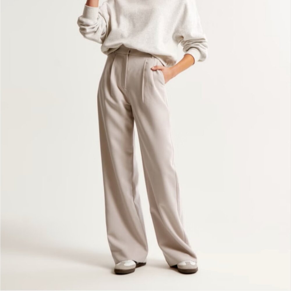 Abercrombie and Fitch 30 Short Curve Love Sloane Tailored Wide Leg Pant Beige